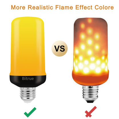 Bitrue LED Flame Effect Light Bulb, 4 Modes Flame Light Bulbs, E26 Base Fire Light Bulb with Gravity Sensor,Flickering Light Bulbs Hallowee Home Party(2 Pack)