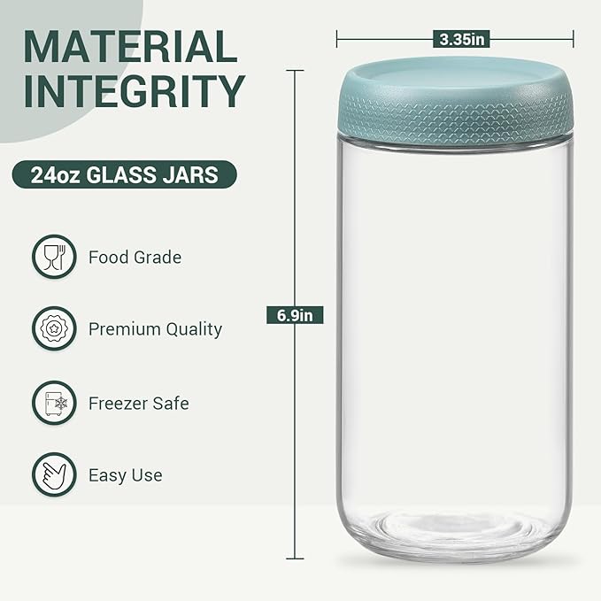 NETANY 6-pack 24oz Glass jars