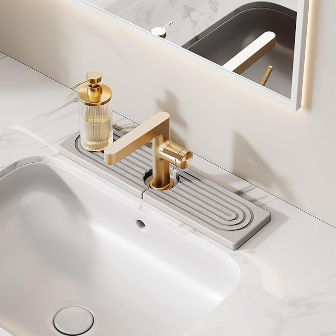 15.7 Inch Stone Faucet Mat for Kitchen Sink Splash Guard, Diatomite Sink