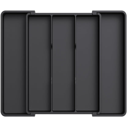 Lifewit Utensil Organizer for Kitchen Drawers, Expandable Cooking Utensil Tray, Adjustable Cutlery Silverware Flatware Holder, Plastic Spatula Tools Storage Divider, 11-18 x 14", Black