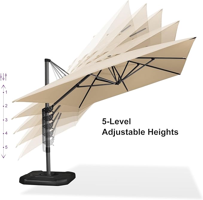 PURPLE LEAF 10'×13' Patio Umbrella with Base Included and Cover Outdoor Umbrella with Cover Extra Large Heavy Duty Cantilever Umbrella Beige