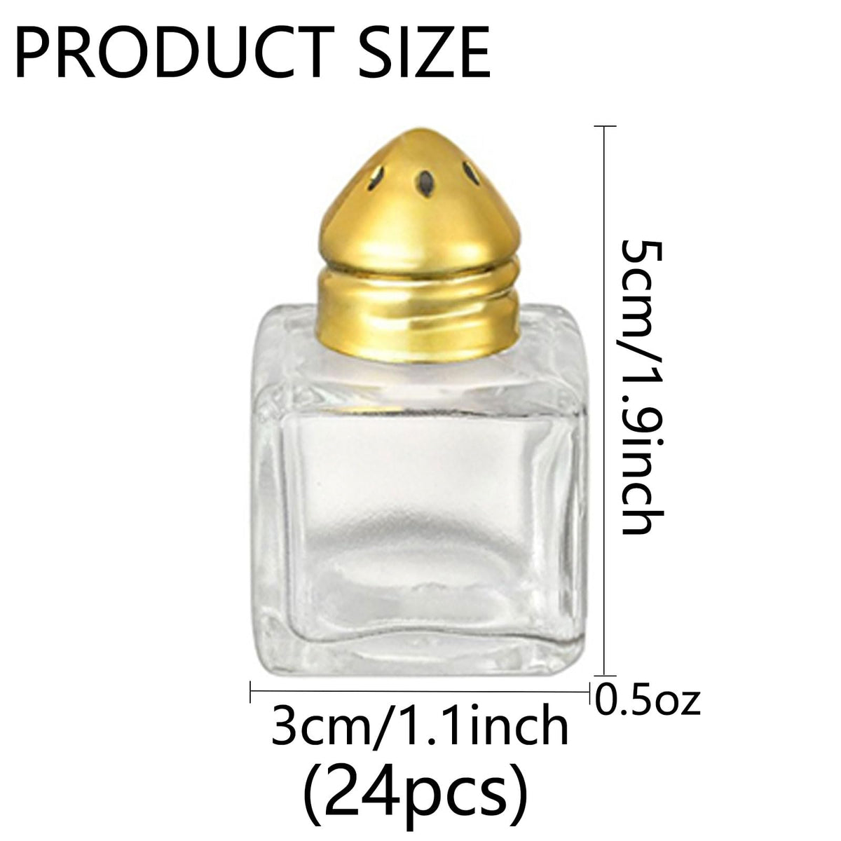 24 Pack Mini Salt and Pepper Shakers, 0.5 oz Glass Cube Shape Spice Shaker with Funnel, Seasoning Jars for Wedding Party Restaurant Home Kitchen