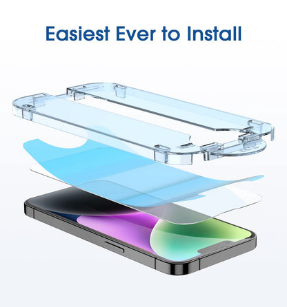 amFilm Easiest Installation OneTouch for iPhone 15 Pro Max Screen Protector [6.7 Inch] Tempered Glass + Camera Lens Protector, Auto-Alignment Tech, Bubble Free, Case Friendly, Anti-Scratch [2+2 Pack]