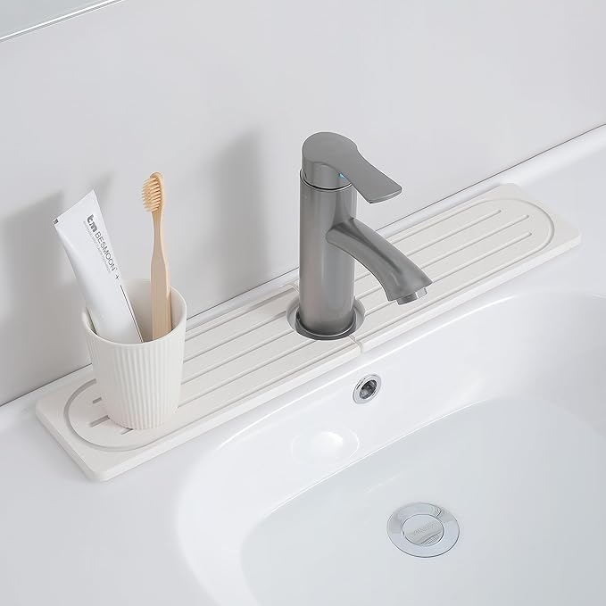 Stone Faucet Mat for Kitchen Sink, Diatomite Fast Drying Absorb Moisture Tray