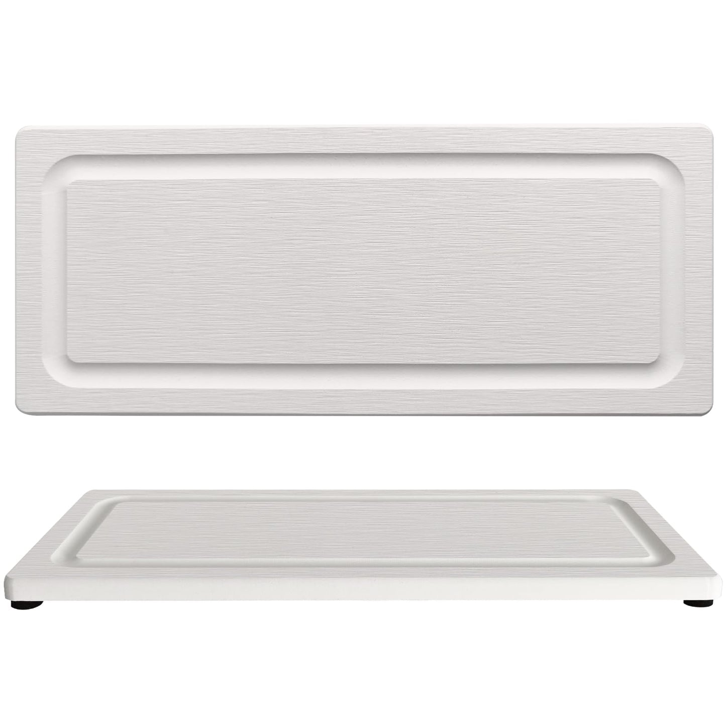 2 PCS Fast-Drying Stone Trays for Bathroom Sink & Kitchen Counter, Water Absorbing Diatomite Sink Coasters, Vanity Tray, Hand Soap Holder with Anti-Skid Pads (11" x 4.7" White)