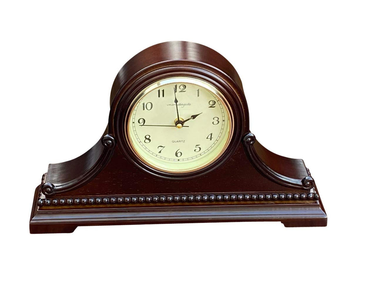 Vmarketingsite Mantel Clocks, Battery Operated, Silent Wood Table Clock with Westminster Chimes On The Hour, Solid Wooden Shelf Chiming Mantle Clock, 9" x 16" x 3" (Walnut - Arabic Numerals)