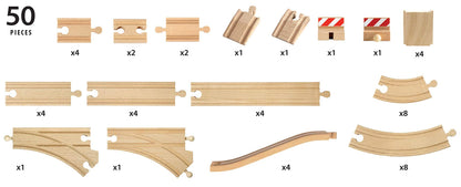 BRIO World 50 Piece Train Track Pack for Kids Age 3 Years Up - Wooden Railway Accessories and Add Ons