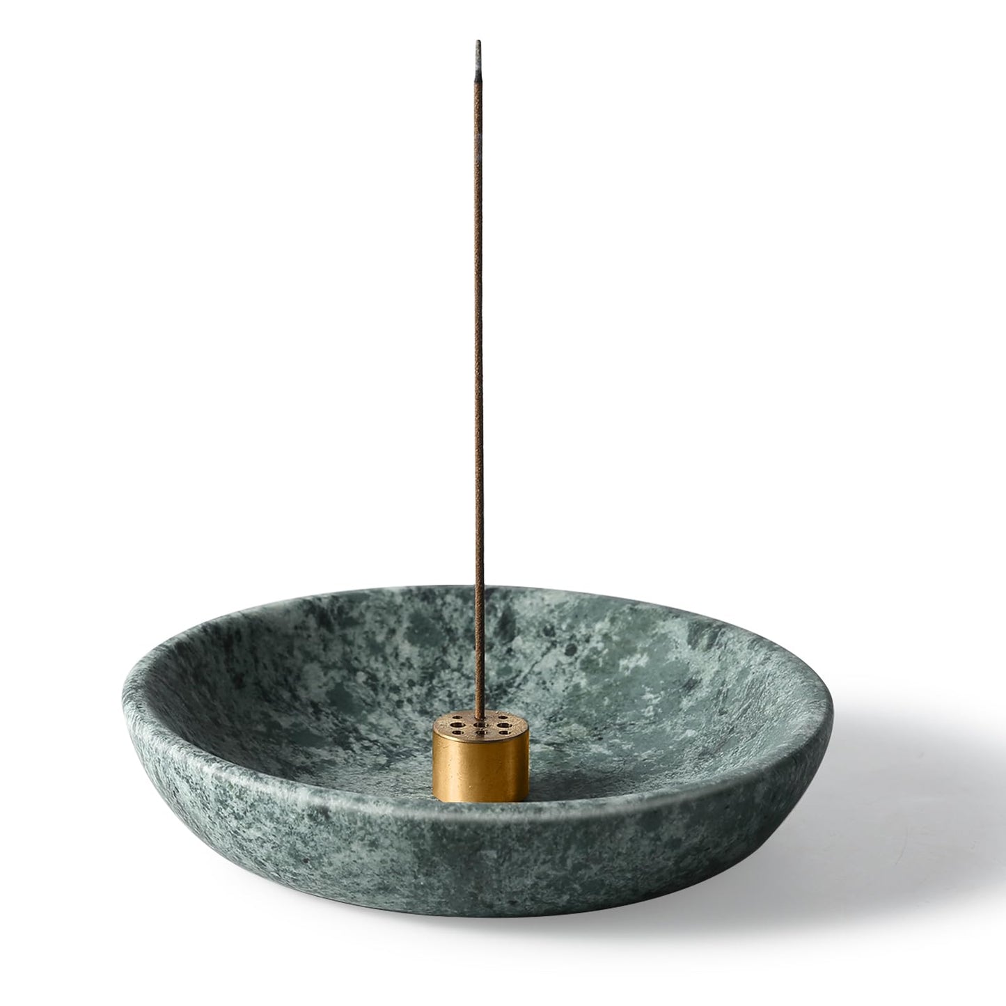 Koville Natural Green Marble Incense Holder, Upgraded 6" Incense Holders for Sticks, Sturdy Incense Burner Ash Catcher, Ideal for Meditation, Relaxing, Easy to Clean