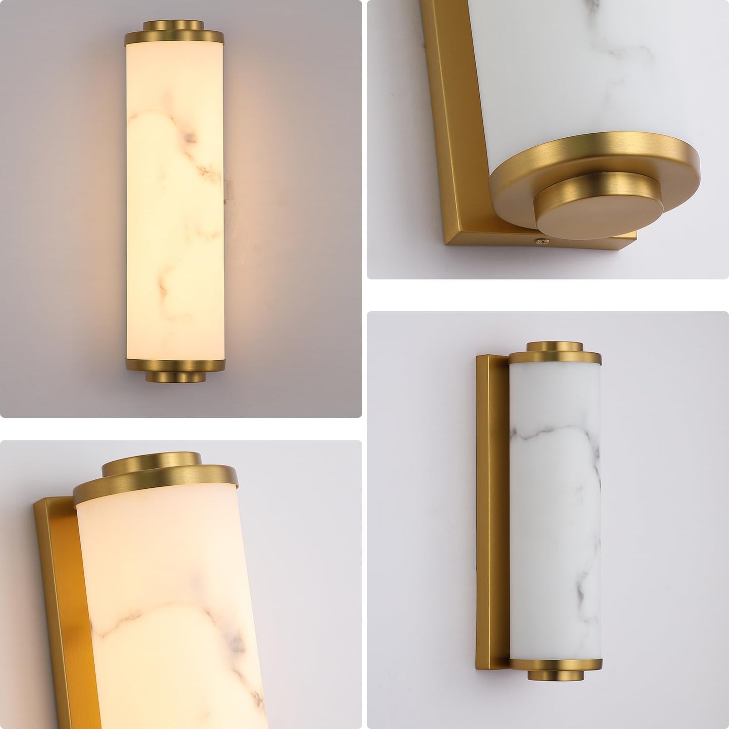 14" Gold Alabaster Wall Sconce, 3000k Warm Indoor/Outdoor Light Led wall Light, Art Deco Wall Lamp for Living Room, Bedroom, Bathroom, Hallway, and Stairs