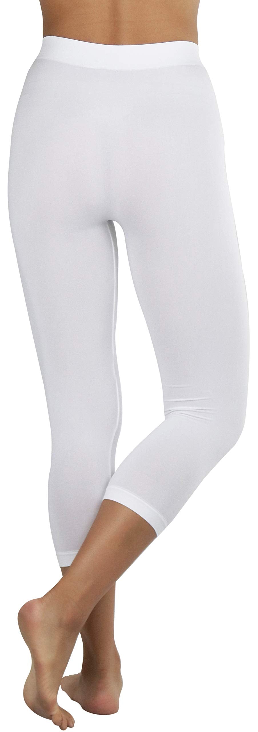 ToBeInStyle Women's Seamless Capri Leggings - White - One Size Regular