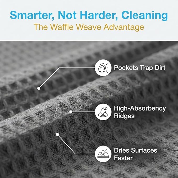 Waffle Weave Microfiber Towel, 12 x 12 inches, Barista Towels, Lint Free Cloth