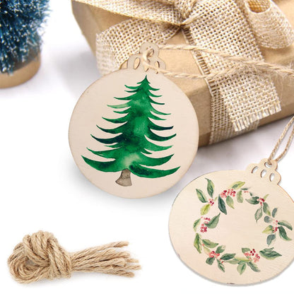 OurWarm 100pcs Wooden Ornaments for Crafts, 3.5inch DIY Christmas Ornaments to Paint, Unfinished Round Wood Slices Christmas Crafts for Hanging Xmas Tree Decorations