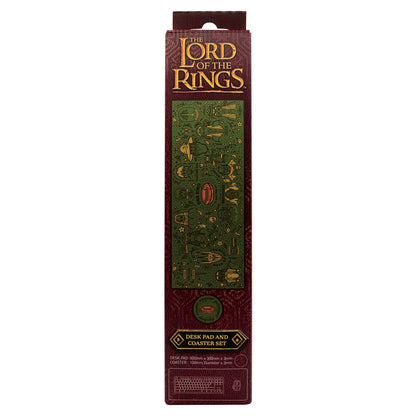 The Lord of the Rings Desk Pad & Coaster Set – Large Computer Gaming Mouse Mat with Matching Drink Coaster, Middle-Earth Map Design, Officially Licensed Item