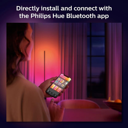 Philips Hue Signe White and Colour Ambiance Gradient Table Lamp [Black], Smart Bedroom Lighting with Bluetooth, Plug-in Lamp Works with Alexa, Google Assistant and Apple Homekit.