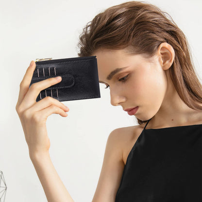 FALAN MULE Air-tag Womens Wallet Genuine Leahter Bifold Credit Card Holder with Built-in Integrated Case