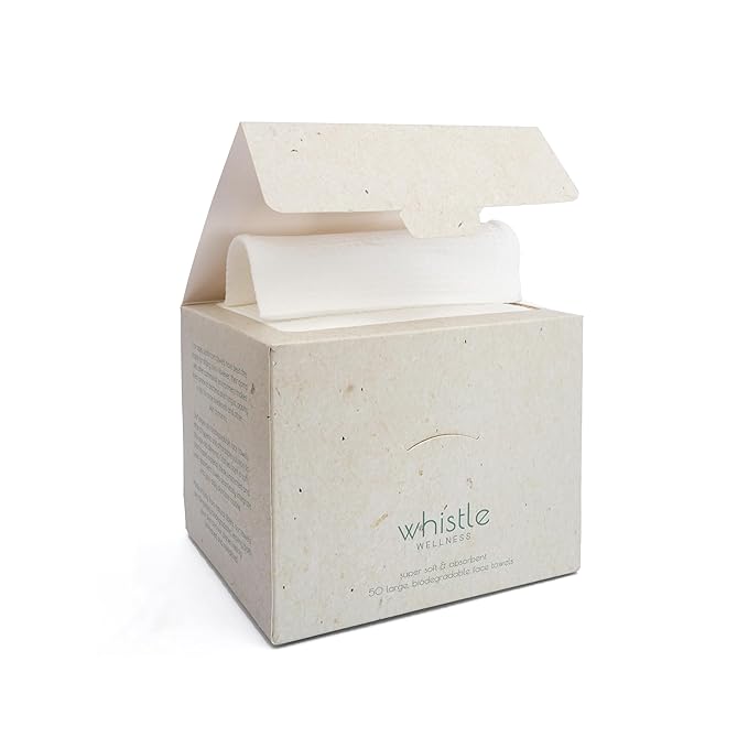 Whistle Wellness® Disposable Face Towel 10"×12", Resealable Box, Biobased Plant