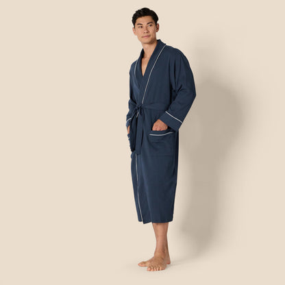 Amazon Essentials Men's Lightweight Waffle Bathrobe (Available in Big & Tall), Navy, XL-XXL