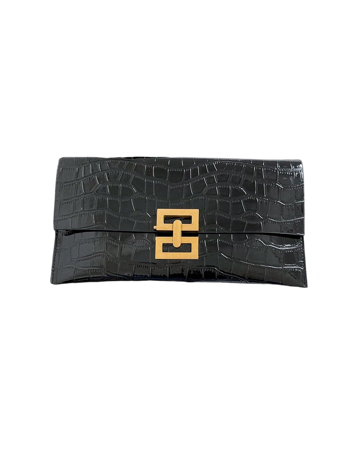 Verdusa Women's Clutch Evening Bags Trendy Envelope Handbags Metallic Purses Black One Size
