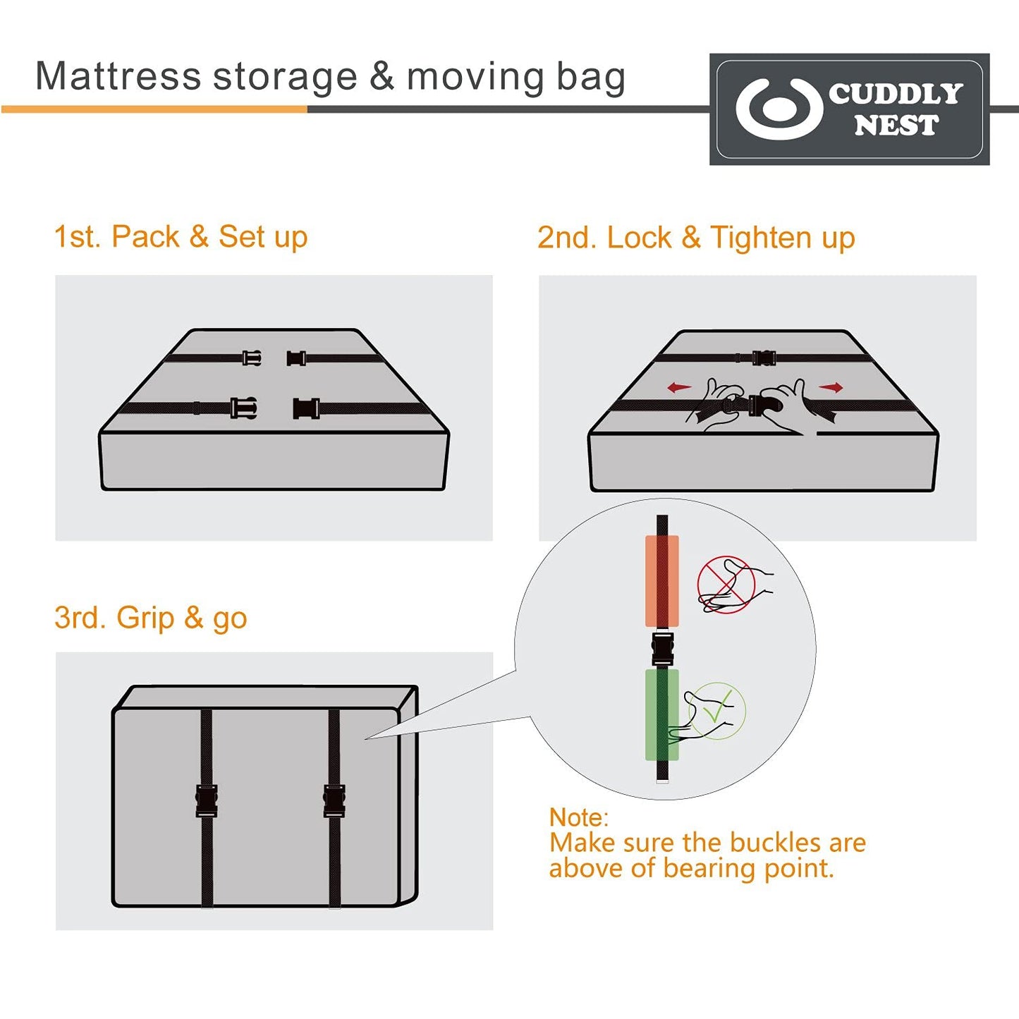Waterproof Mattress Storage Bag for Moving and Storage - Reusable Heavy Duty Canvas Mattress Bag with Zipper and Lifting & Moving Straps (Black, Twin)