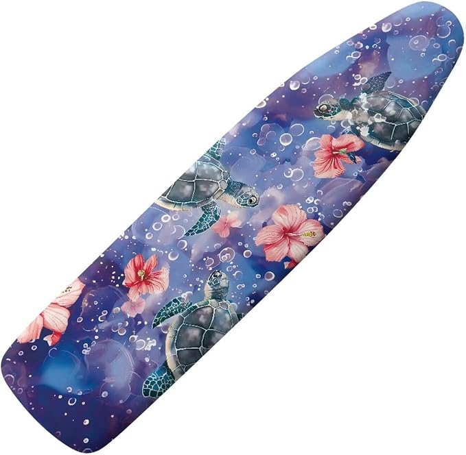 Floral Sea Turtle Ironing Board Cover Heat Reflective Anti-dust, Soft Fabric