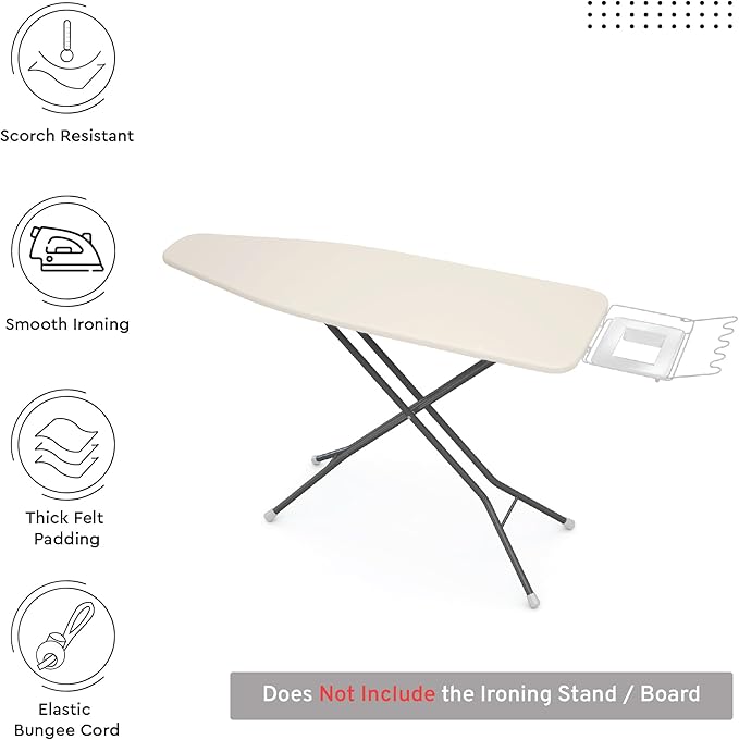 Encasa XO Ironing Board Cover and Pad 49"x18" - 4mm Felt Wide Iron Board Cover