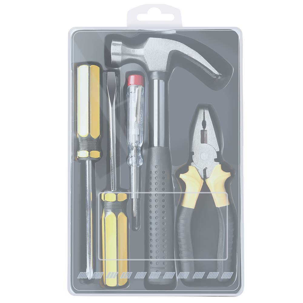 E·Durable DIY Tool Kit Set 5 Pcs Hammer Household Set with Starter Basic Hand Tools, Portable Tool Box Set for Home, Office, School, and Garage