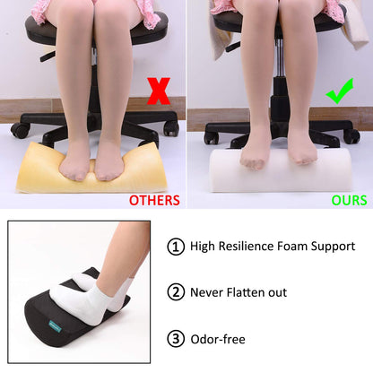 Topmener Ergonomic Foot Rest Cushion Foot Stool Under Desk with Massage Dots, Footrest Office with Washable Cover & Portable Handle, for Home Working& Office & Travel, Relieve Leg, Knee and Back