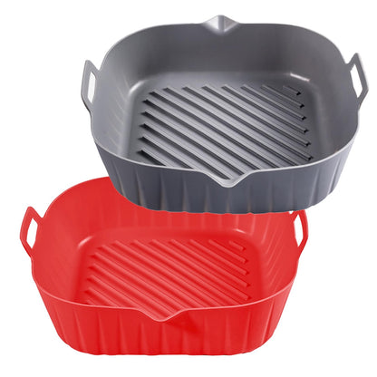 Silicone Liners Square for Air Fryer, 2 Pcs Non-stick Food-grade Reusable Basket Silicone Pot Baking Tray Airfryer Accessories, Top Size 8 inches, Bottom Size 7 inches