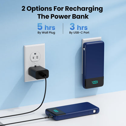 Portable Charger 50800mAh Power Bank with 3 Built in Cables,25W PD QC4.0 Fast Charging USB C Battery Pack,6 Outputs 2 Inputs Travel Essentials Portable Phone Charger for iPhone 17/16/15,Google,Android