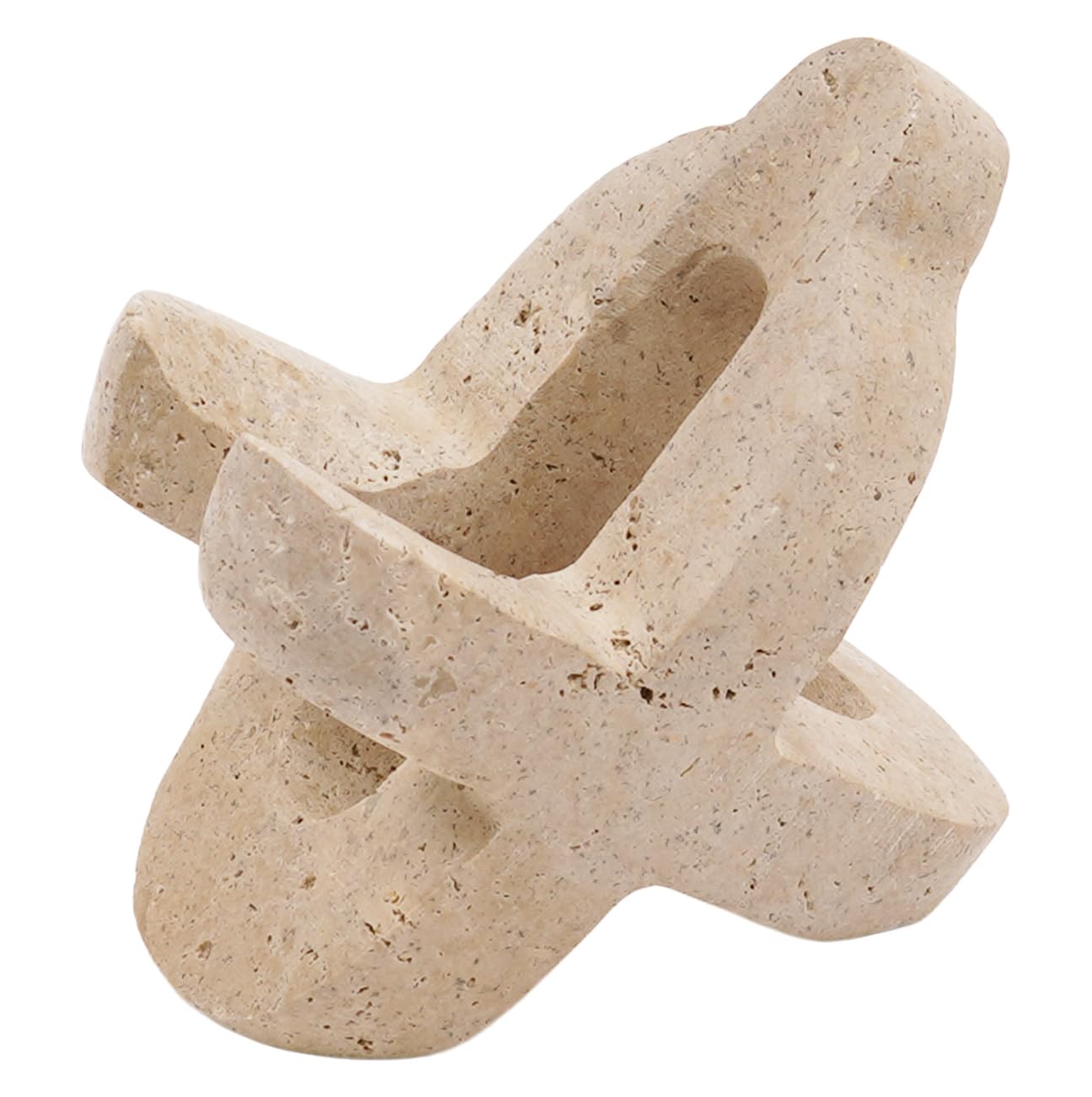 Marble Cell Phone Stand Holder in Travertine, 4'' Key & Sunglass Organizer, Pen & Pencil Stand for Office Stationery Home Office and Desk Stand Decor