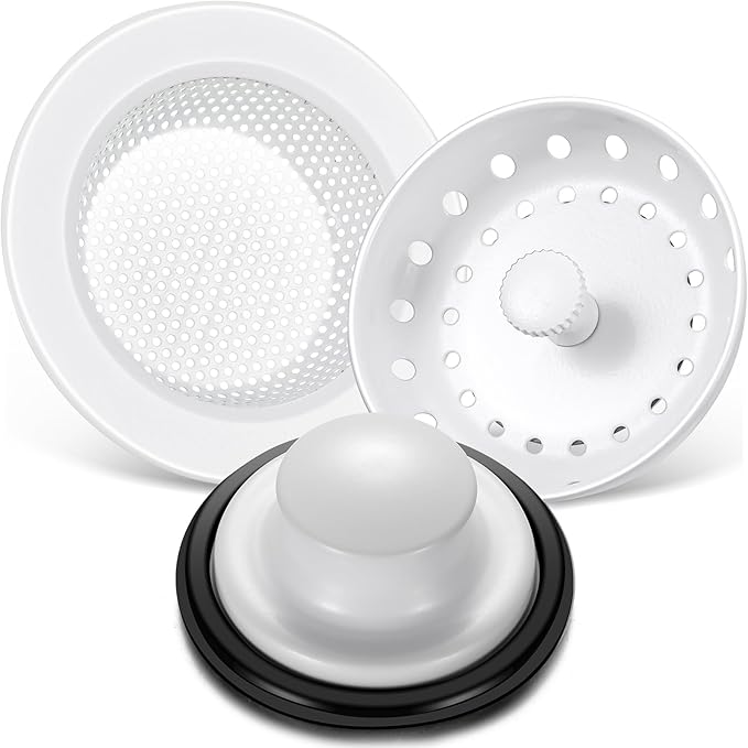 Mudder 3 Pcs Kitchen Sink Drain Strainer and Stopper Stainless Steel Garbage