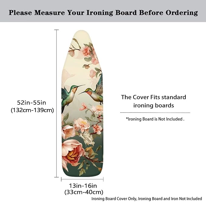 Bird Flowers Iron Board Cover Scorch Resistant Heat Insulation Ironing Board