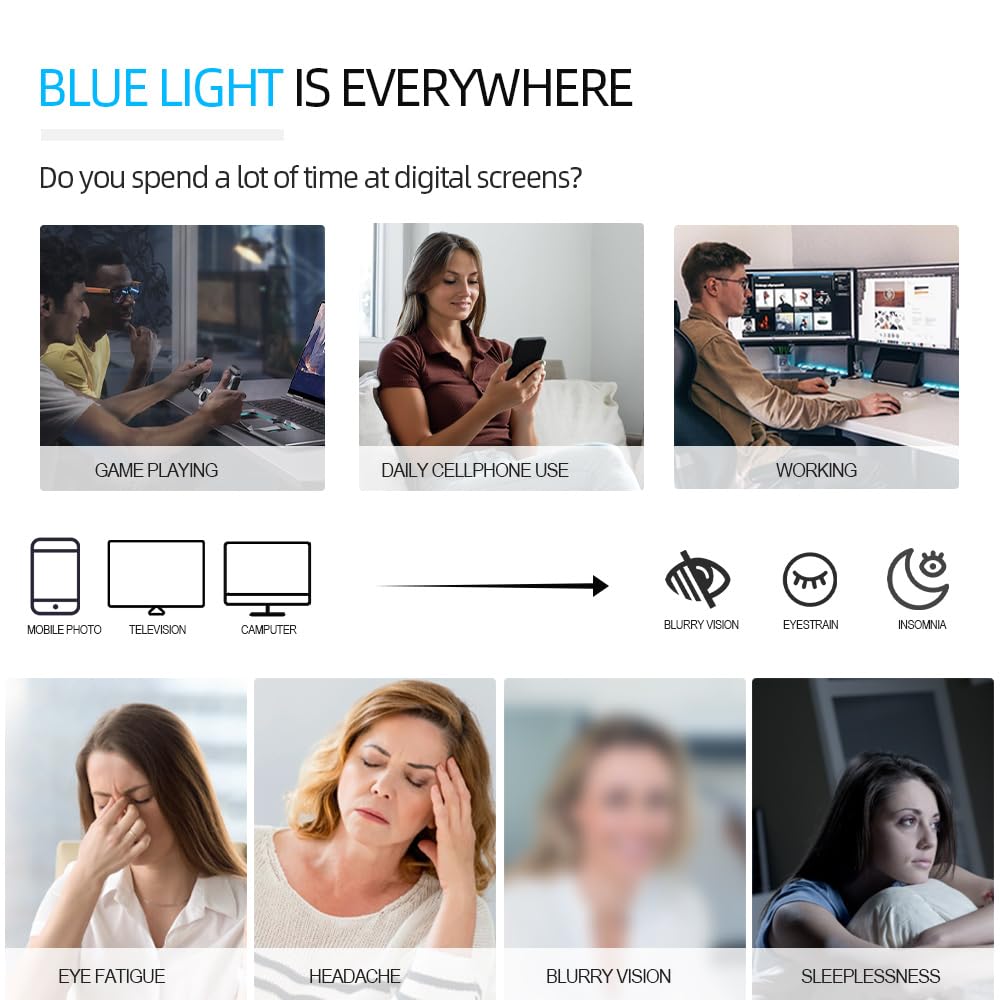 NZKNP Blue Light Glasses for Woman,Blue Light Glasses,Blue Light Glasses Men,Bluelight Glasses Womens,Blue Light Blocking Glasses,Clear Black Fake Glasses,Gaming Glasses Accessories,Computer Glasses