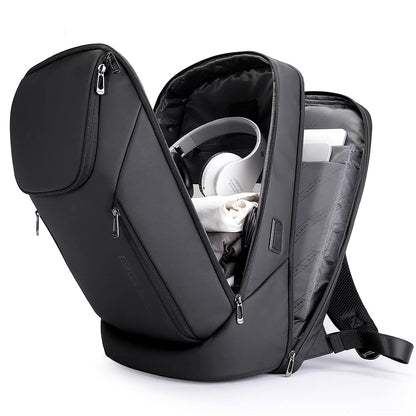 BANGE Business Smart Backpack Waterproof laptop backpack with USB Charging Port,Travel Durable Backpack (BlACK(three Pocket)