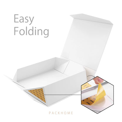 PACKHOME 17x14.5x5.5 Inches, 3 Extra Large Gift Boxes with Lids, Magnetic Closure Boxes for Clothes and Large Gifts (Matte White with Grain Texture)