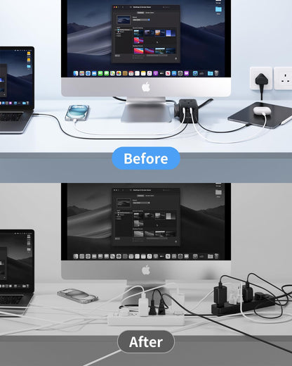 Extension Lead with 4 USB Slots, 4 Way (13A/3250W) Multi Plug Extension Cable, UK Desktop Power Extension Cord with Multi Socket, 1.5M Extension Cable (black, 1.5M)