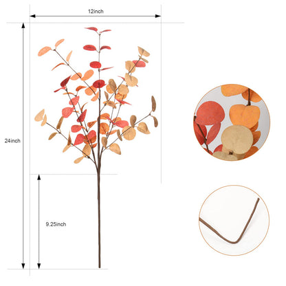 Beferr 5 Pcs Autumn Artificial Eucalyptus Stems Leaves Autumn Decoration for Home Faux Eucalyptus Autumn Artificial Flowers for Fall Decor Table Centerpieces Thanksgiving Wedding Party Halloween Decor