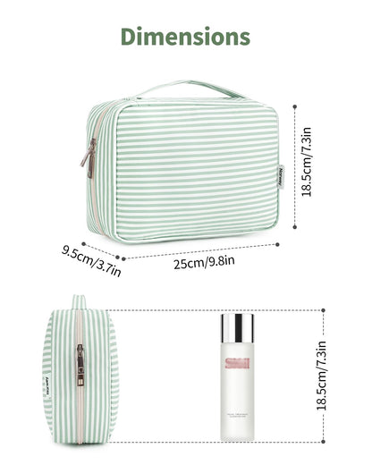 Travel Hanging Toiletry Wash Bag Toiletry Bags for Women Toiletries Bag Washbag Makeup Cosmetic Organizer for Men Girls (Mint Green Stripe)