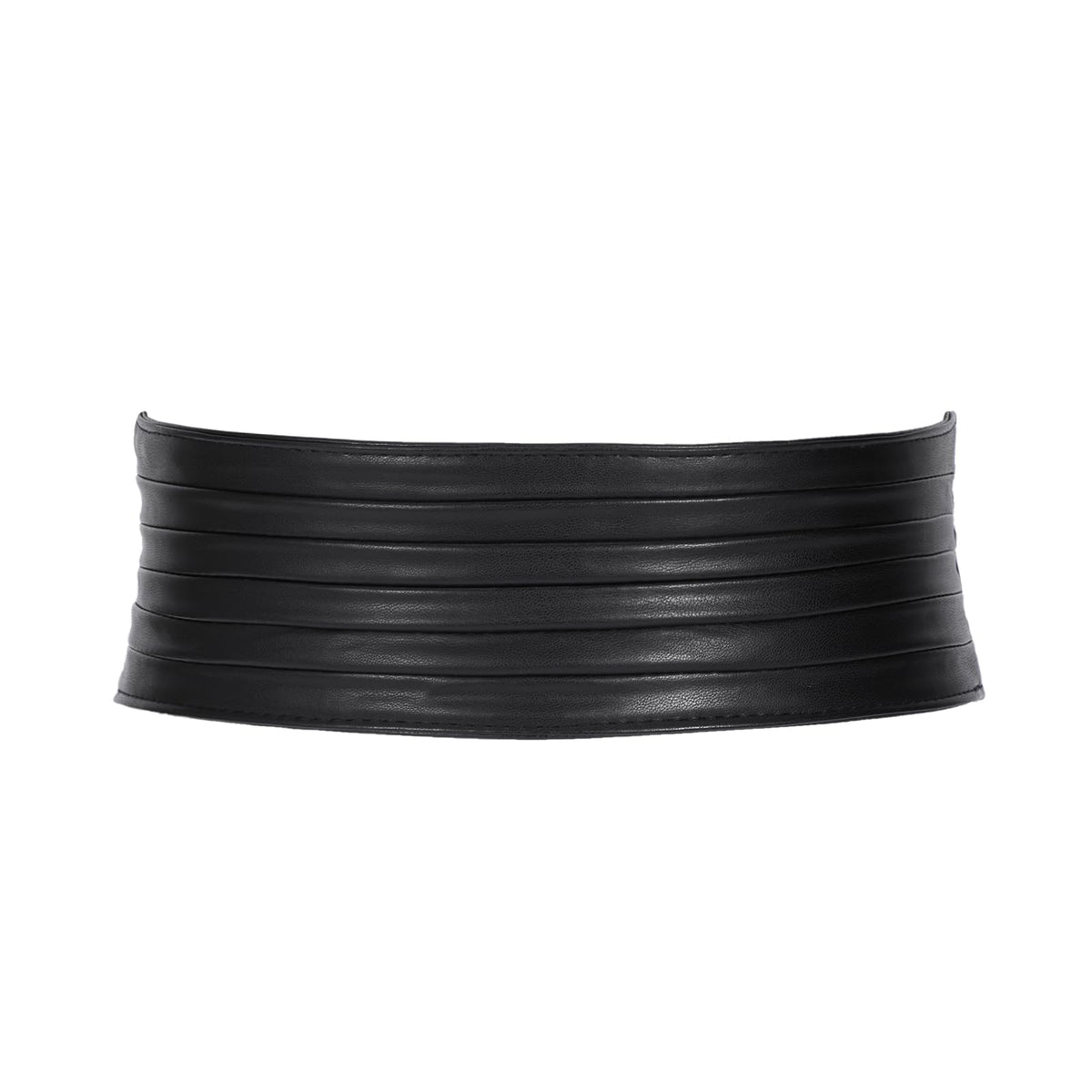 SANSTHS Women Wide Elastic Belts for Dresses Vintage Fashion Stretchy Waist Belts Ladies Cinch Belts Leather Waistband,Black,S
