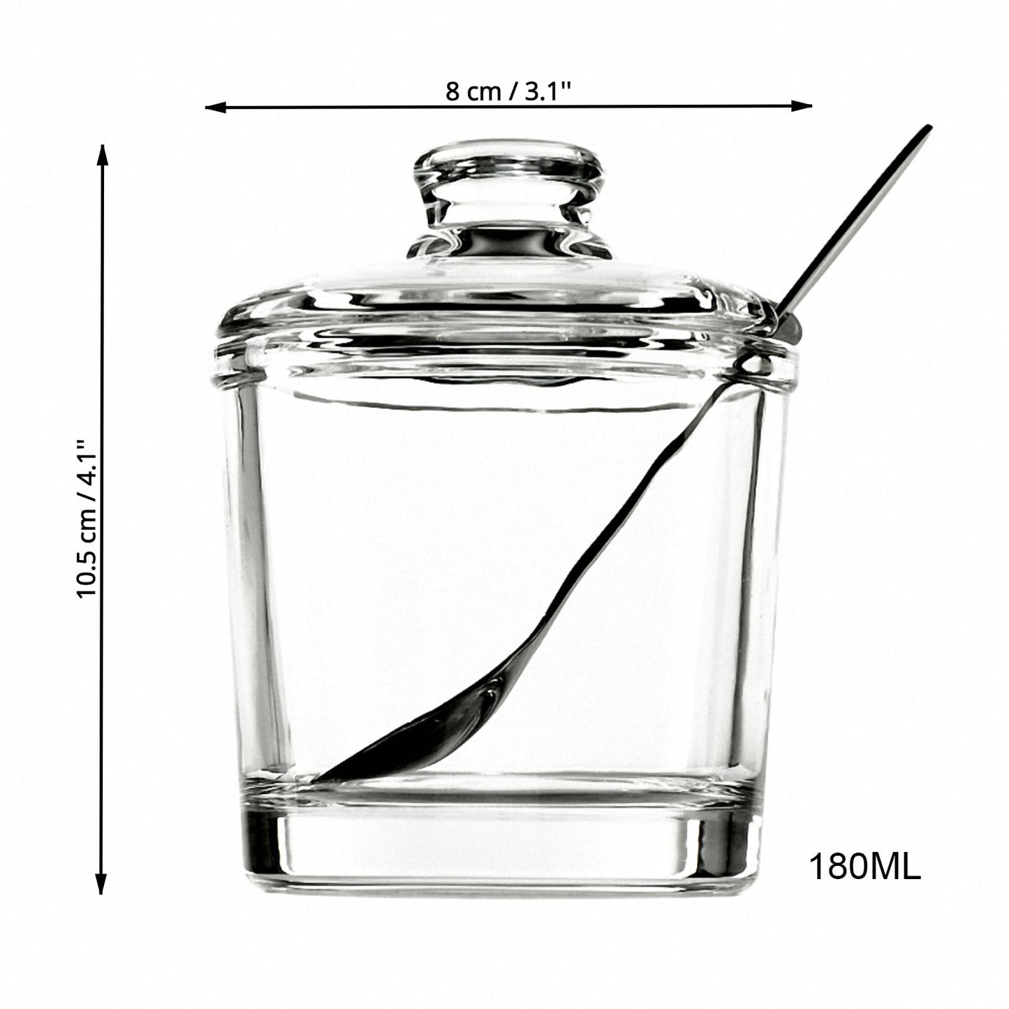Telotela 1 Piece Classic Clear Glass Sugar Bowl with Lid Serving Spoon Salt Pot Pepper Storage Jar Seasoning Pot Dispenser Container Sugar Box Condiment Spice Racks Holder for Home Kitchen
