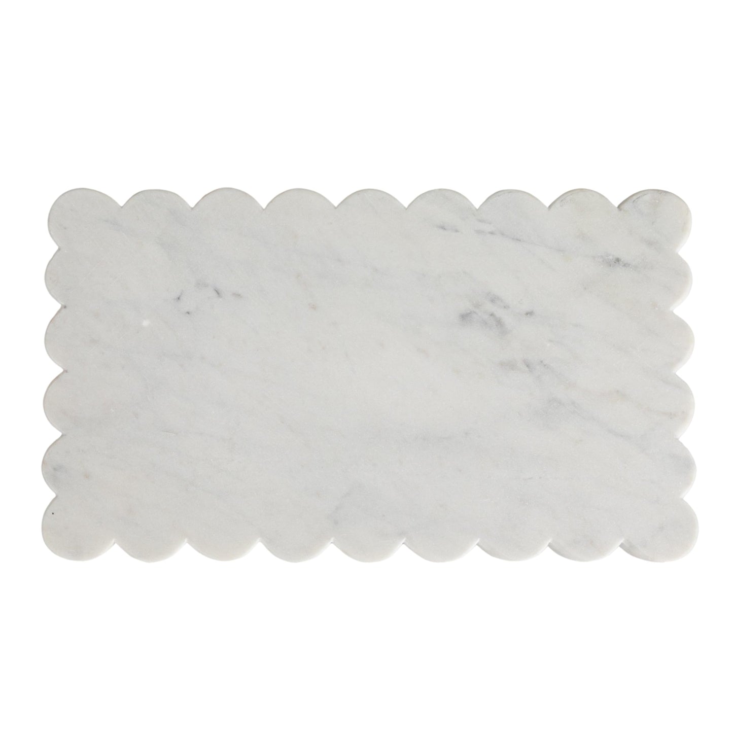 Creative Co-Op Marble Cheese Board with Scalloped Edge, White