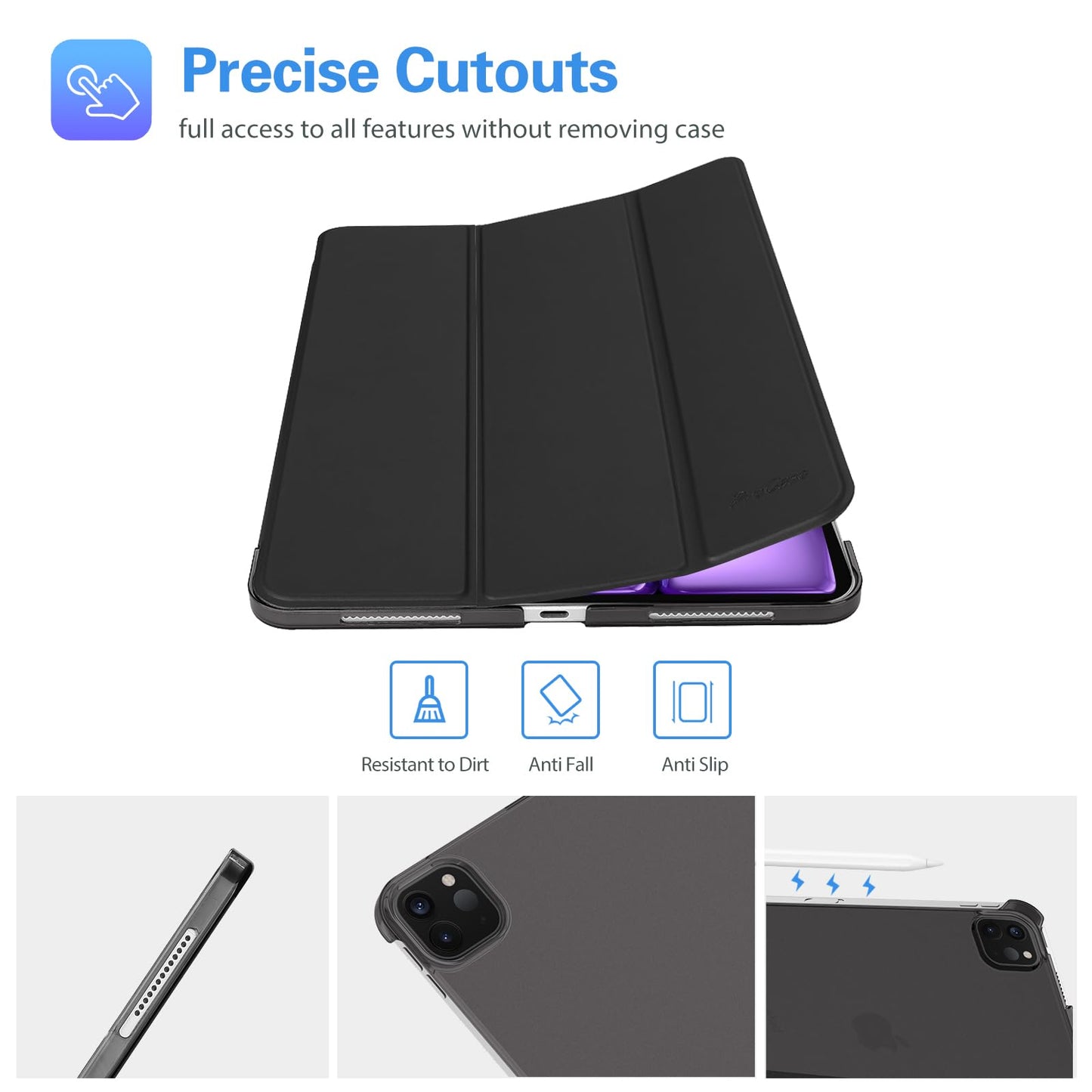 ProCase Case for iPad Pro 12.9" 6th/5th/4th/3rd Gen/iPad Air 13" (M3/M2), Cover for iPad Pro 12.9 Inch 2022 2021 2020 2018/ iPad Air 13 Inch 2025 2024, Slim Stand Hard Back ShellBlack