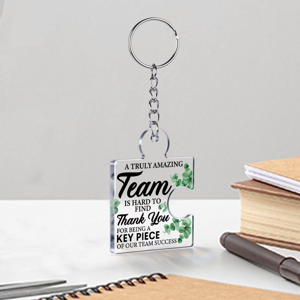 DRMNPKT Set of 6 Team Thank You Appreciation Gifts Bulk for Coworkers Employees Staff Teachers Colleagues Coach, Best Team Ever Gifts Inspirational Teamwork Acrylic Puzzle Piece Keychains, Multicolor