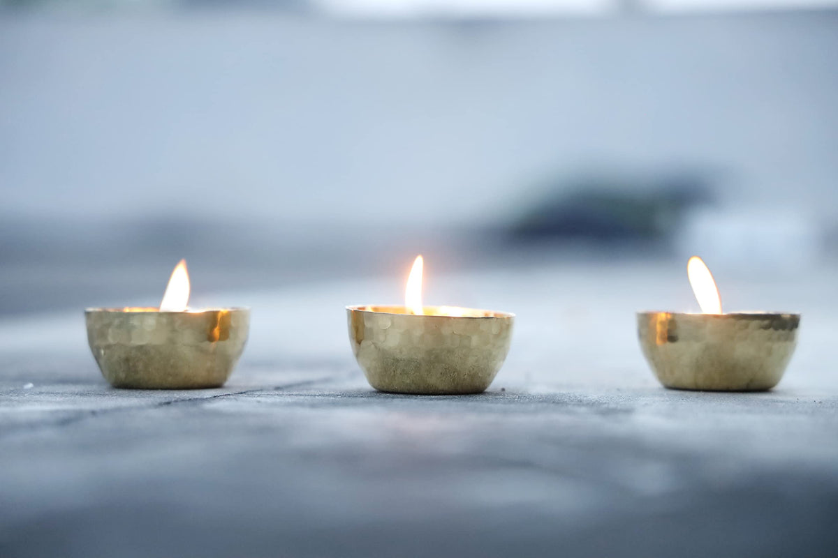 Handmade Hammered Brass Tealight Holder Set of 3 Votive Holders -2.5X1 DH inches Party Decoration