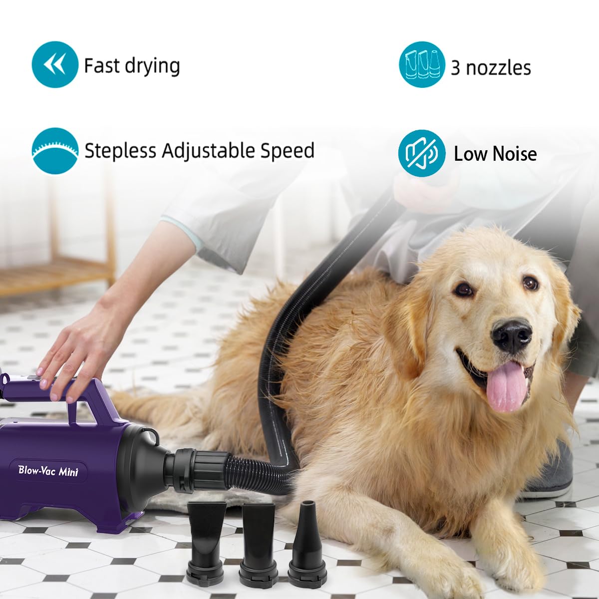 Dog Dryer High Velocity Professional Dog/Pet Grooming Force Hair Dryer/Blower (SMD-06P)