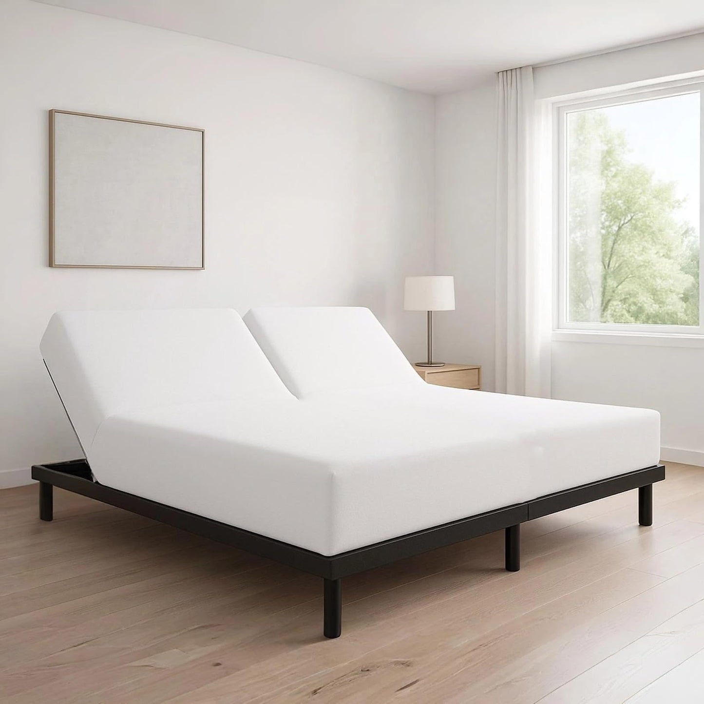 Luxury Split Head King Size 4 Piece 100% Egyptian Cotton 1000 Thread Count Split Top Sheets for Sleep Number Bed Flex Head King 34" Top Split Sheets to fit Upto 18" Deep Mattress - Silver Stripe