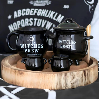 Something Different Cauldron Cruet Set (One Size) (Black)