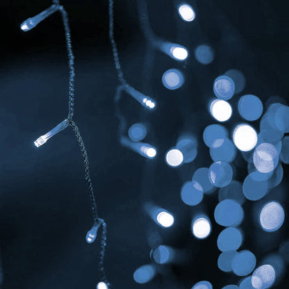 Dazzle Bright 360 LED Christmas Icicle Lights, 29.5 FT 8 Modes Curtain Fairy Lights with 60 Drops, Connectable Xmas String Lights for Outside Holiday Wedding Party Decorations (White)