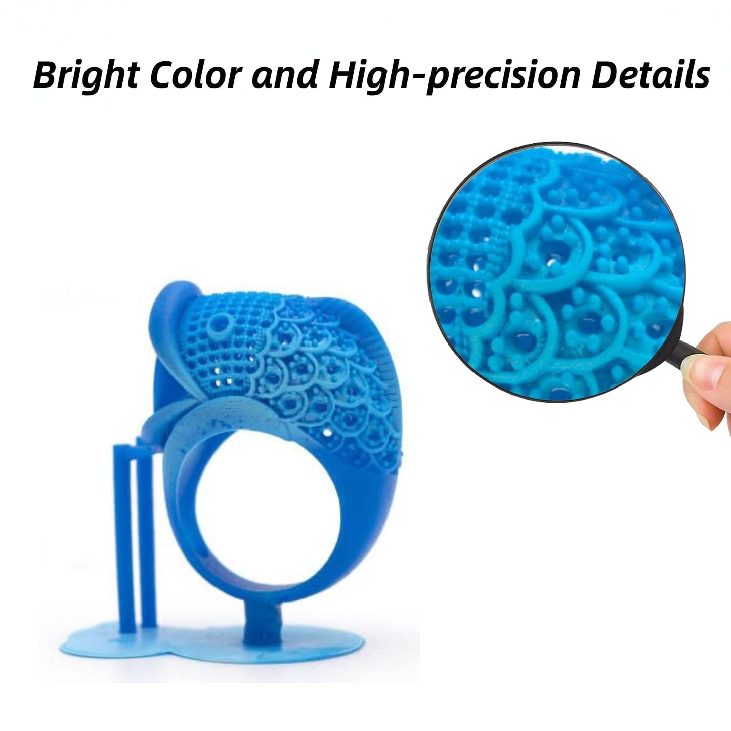 Siraya Tech Cast 3D Printing Castable Resin Easier to Burn and Print Smooth Surface High Definition 405nm UV Curing Resin for Thicker Designs and Metal Parts (True Blue, 500g)