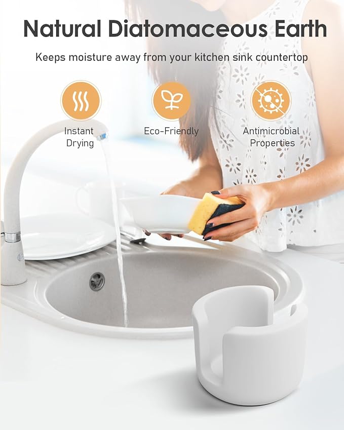 Diatomite Sponge Holder for Kitchen Sink, Quick Dry Diatomaceous Earth Compact